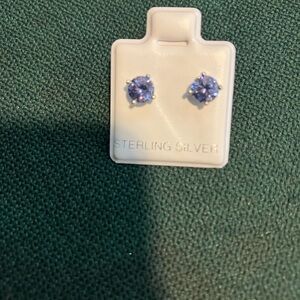 Sterling Silver Blue Stud Earrings